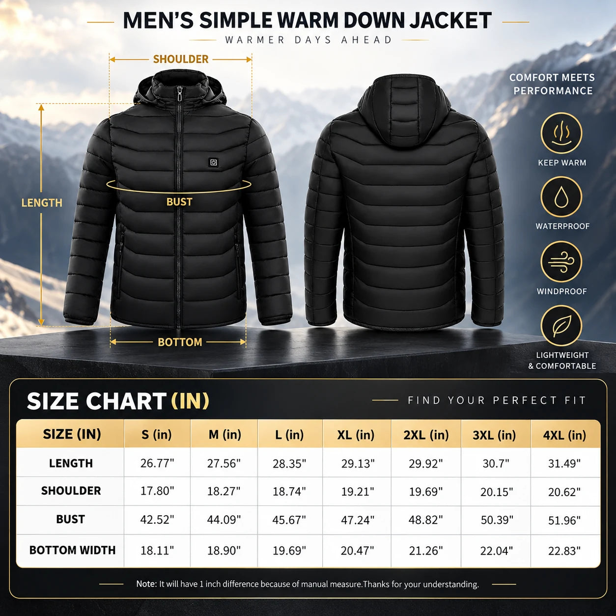 Static North complete jacket size chart